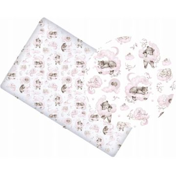 Cearceaf cu banda elastica 160x80 cm Pink Bears