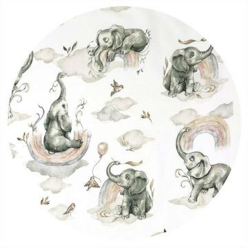 Cearceaf cu elastic Qmini pentru patut co-sleeper Theo 85x46 cm din bumbac Elephants on Rainbow