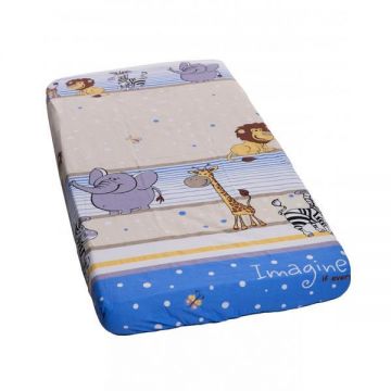 Cearceaf din bumbac cu elastic Safari Blue 120x60 cm