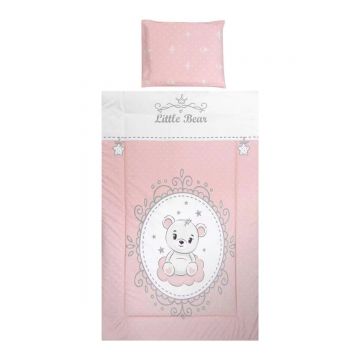 Lenjerie de pat Lorelli Classic Cosy 3 piese Pink Bear