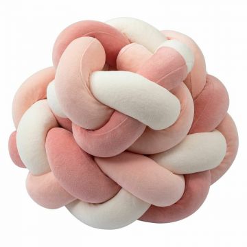 Protectie laterala, B몺, Pentru patut bebe, Tip Bumper impletit, Din bumbac, 235x15 cm, Conform cu standardul european EN 16780:2018, Pink White