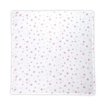 Scutec muselina Lorelli Nappy 80 x 80 cm White Pink Stars