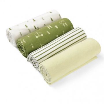 Set 4 paturici subtiri din bumbac pentru bebelusi unisex Verde