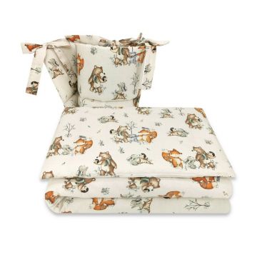 Set lenjerie patut 5 piese MimiNu cu pilota si perna din bumbac 120x60 cm Design Time for fun