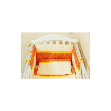 Kidsdecor - Protectie jumatate patut 60 x 120 cm Inimioare portocalii cu galben