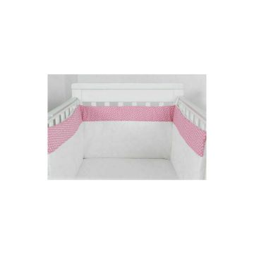 Kidsdecor - Protectie jumatate patut bebe cu roz 60 x 120 cm Inimioare
