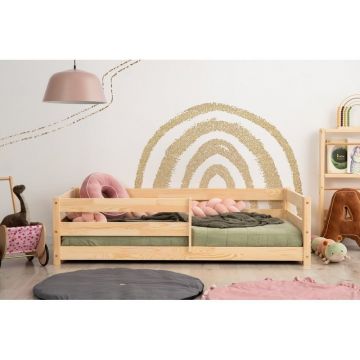 Pat pentru copii în culoare naturală din lemn de pin 80x190 cm Mila CPD – Adeko