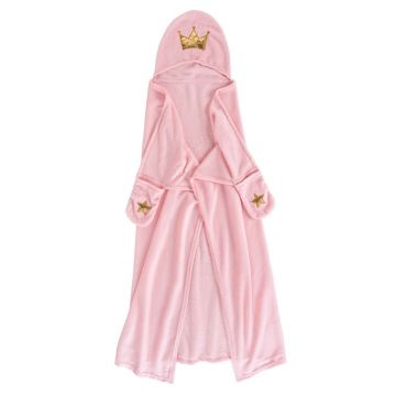 Pătură pentru copii cu glugă roz din microflanel 100x120 cm Ariel – douceur d'intérieur