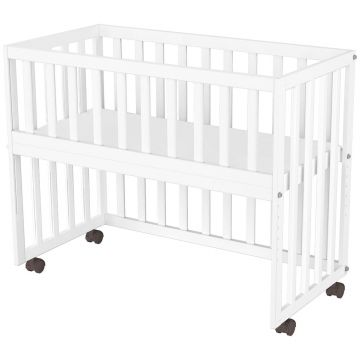 Patut copii din lemn co-sleeper Hubners Matei 94x46 cm alb