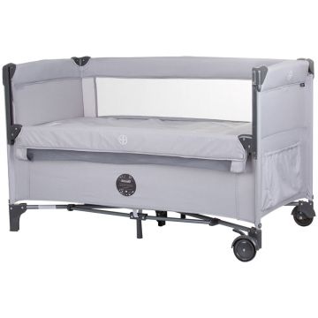 Patut pliabil Chipolino Relax ash grey linen cu laterala culisanta