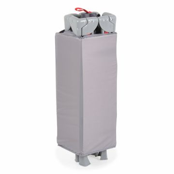 Patut pliabil copii cu laterala culisanta Moni Next level Grey,3 variante de folosire,2 nivele,saltea pliabila inclusa,curea fixare la patul parintilor,laterale din plasa pentru ventilatie,geanta transport,125x65x74cm