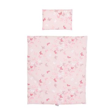 Set lenjerie de pat pentru tarc mic Chipolino Pink Butterflies Set lenjerie de pat pentru tarc mic Chipolino Pink Butterflies