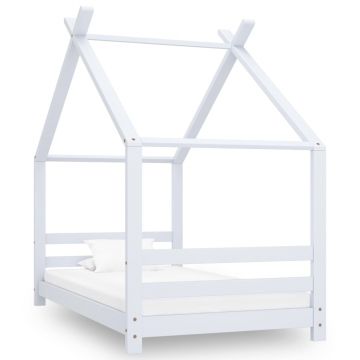 Cadru pat de copii alb 80 x 160 cm lemn masiv de pin