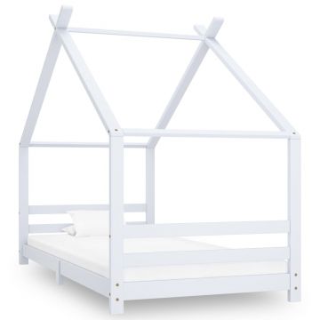 Cadru pat de copii alb 90 x 200 cm lemn masiv de pin