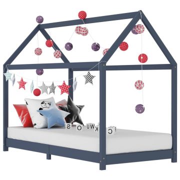 Cadru pat de copii gri 70 x 140 cm lemn masiv de pin
