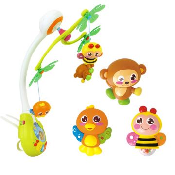 Carusel muzical pentru patut cu lampa de veche Sleepy Animals