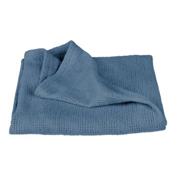 Pătură pentru copii albastră din bumbac organic tricotată 80x80 cm Seashells – Roba