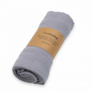 Paturica moale bebe New Baby cu multiple intrebuintari 60x60 cm din bumbac grey
