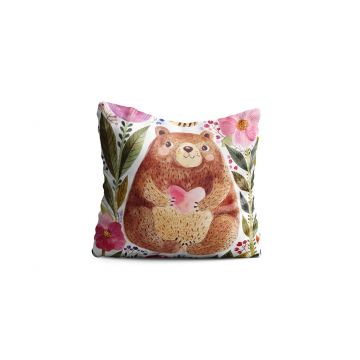 Perna decorativa Bear w heart, Oyo Kids, 43x43 cm, poliester, multicolor
