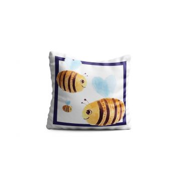 Perna decorativa Bees, Oyo Kids, 43x43 cm, poliester, multicolor