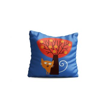 Perna decorativa Cat and tree, Oyo Kids, 43x43 cm, poliester, multicolor