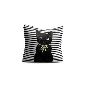 Perna decorativa Cat w bow, Oyo Kids, 43x43 cm, poliester, multicolor