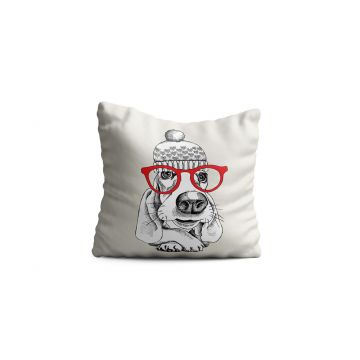 Perna decorativa Dog w glasses, Oyo Kids, 43x43 cm, poliester, multicolor