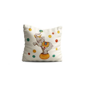Perna decorativa Elephant the circus, Oyo Kids, 43x43 cm, poliester, multicolor