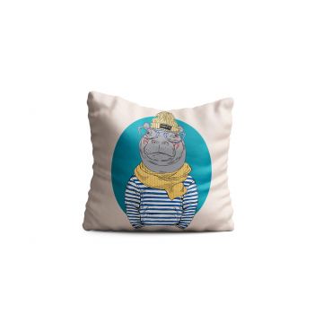 Perna decorativa Hippo, Oyo Kids, 43x43 cm, poliester, multicolor