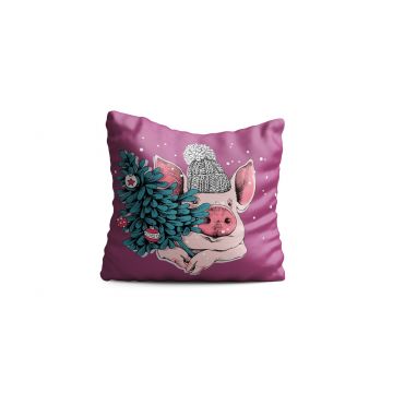 Perna decorativa Piggy, Oyo Kids, 43x43 cm, poliester, multicolor