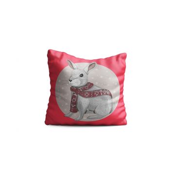 Perna decorativa Rabbit w scarf, Oyo Kids, 43x43 cm, poliester, multicolor