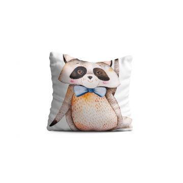 Perna decorativa Raccoon, Oyo Kids, 43x43 cm, poliester, multicolor
