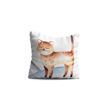 Perna decorativa Smiling cat, Oyo Kids, 43x43 cm, poliester, multicolor