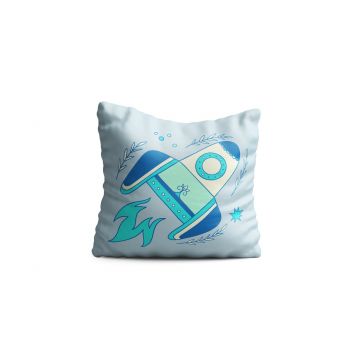 Perna decorativa Spaceship, Oyo Kids, 43x43 cm, poliester, multicolor