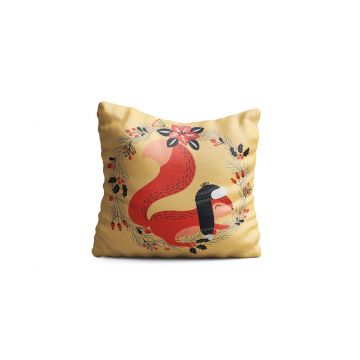 Perna decorativa Squirrel w hat, Oyo Kids, 43x43 cm, poliester, multicolor