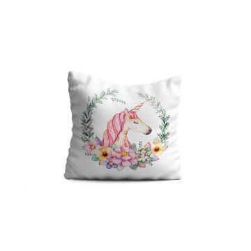 Perna decorativa Unicorn w flower, Oyo Kids, 43x43 cm, poliester, multicolor