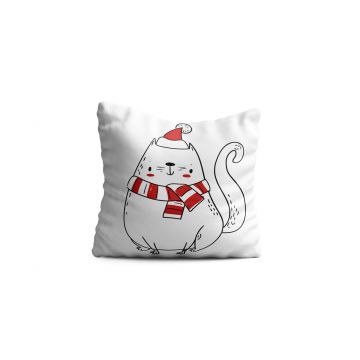 Perna decorativa Xmas Cat, Oyo Kids, 43x43 cm, poliester, multicolor
