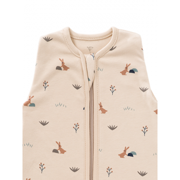 Sac de dormit din bumbac organic 0-3 luni model Rabbit Sandshell