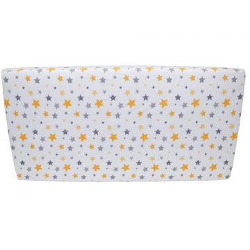 Cearceaf din bumbac cu elastic Yellow and Grey Stars White