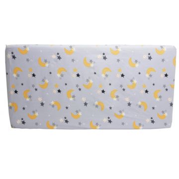 Cearceaf din bumbac cu elastic Yellow Moon Grey 120x60 cm