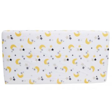 Cearceaf din bumbac cu elastic Yellow Moon White 120x60 cm