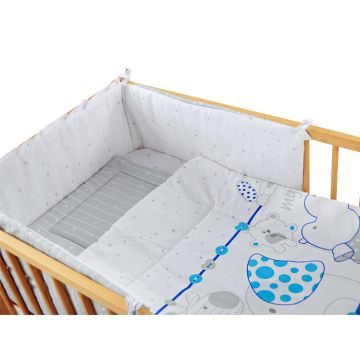 Lenjerie patut 5 piese cu baldachin 120x60cm My Zoo Albastru Lenjerie patut 5 piese cu baldachin 120x60cm My Zoo Albastru