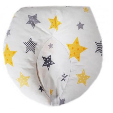 Perna pentru formarea capului bebelusului Nichiduta 20x20cm Yellow and Grey Stars White