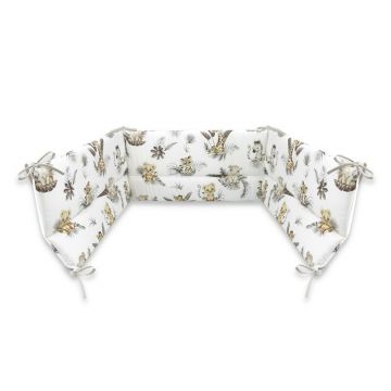 Aparatoare pentru patut, MimiNu, Din bumbac certificat Oeko Tex Standard 100, 180x30 cm, Cu panglici, Savanna