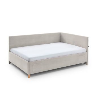 Pat pentru copii bej pe colț cu spațiu de depozitare 140x200 cm Cool – Meise Möbel