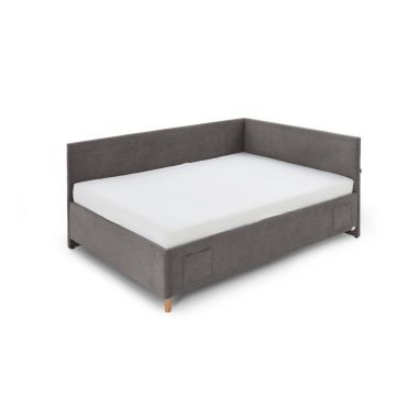 Pat pentru copii gri antracit pe colț 140x200 cm Cool – Meise Möbel