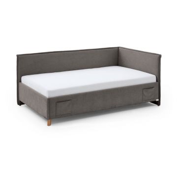 Pat pentru copii gri pe colț cu spațiu de depozitare 140x200 cm Fun – Meise Möbel
