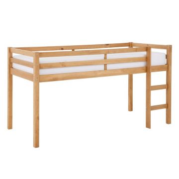 Pat pentru copii în culoare naturală înalt din lemn de pin 90x200 cm Alpi – Støraa