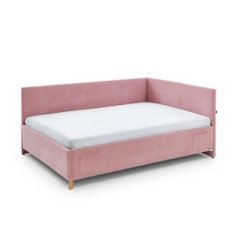 Pat pentru copii roz pe colț cu spațiu de depozitare 140x200 cm Cool – Meise Möbel