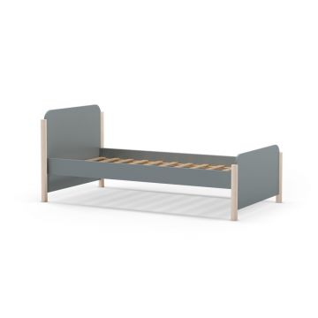 Pat pentru copii verde prăfuit din lemn de pin cu somieră 90x190 cm Enola – Marckeric